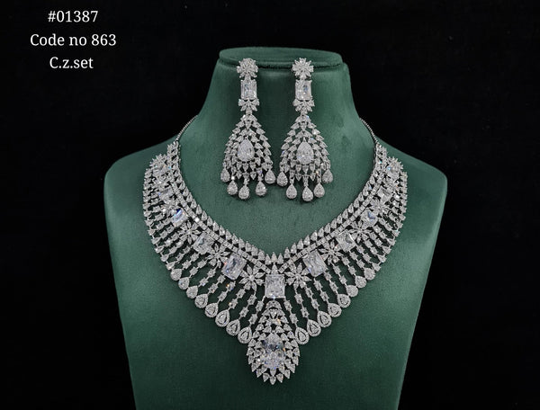 Cz Necklace 01387 - KRISHNA'S SWETA JEWELLERY