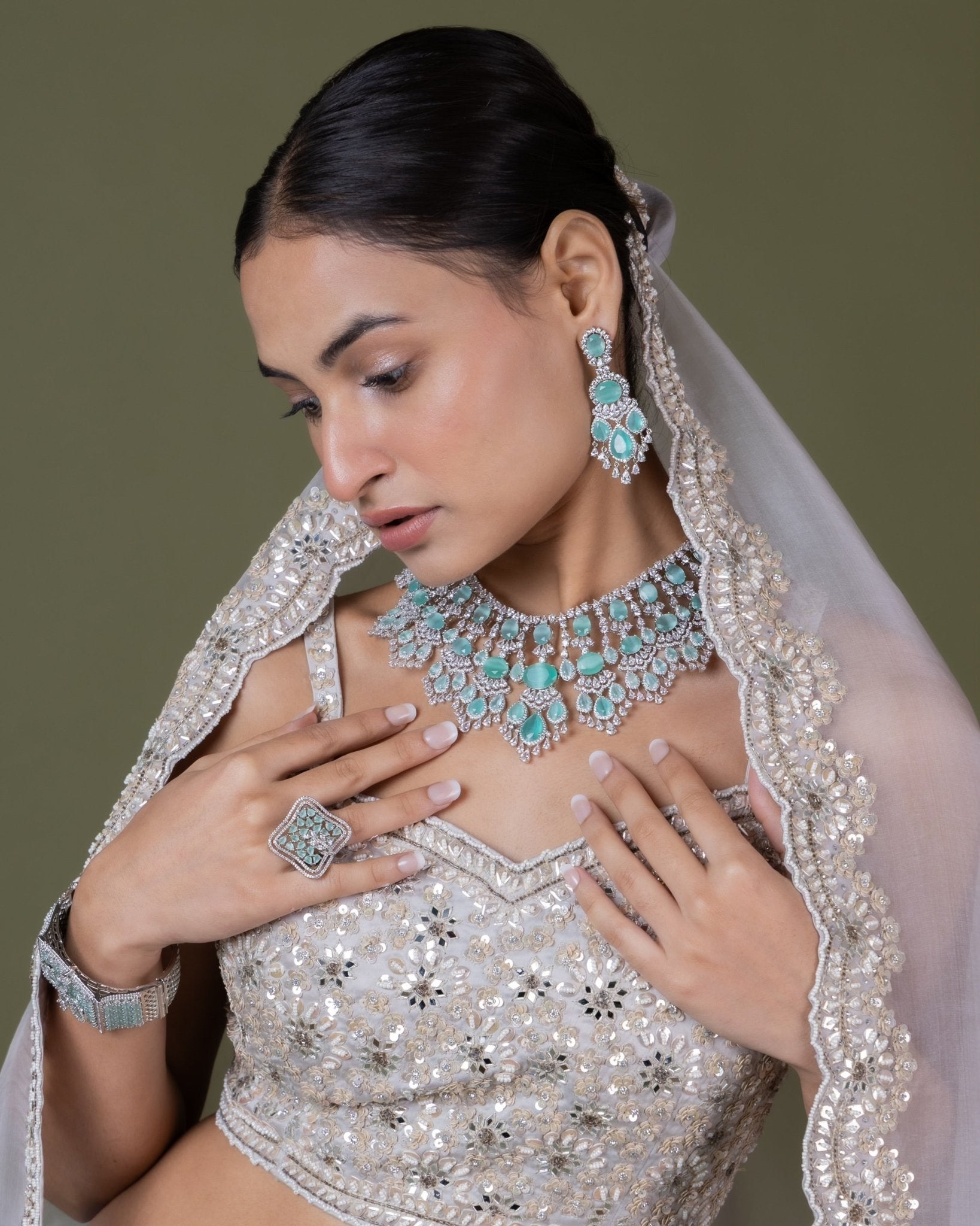 Cz Necklace 01413 - KRISHNA'S SWETA JEWELLERY