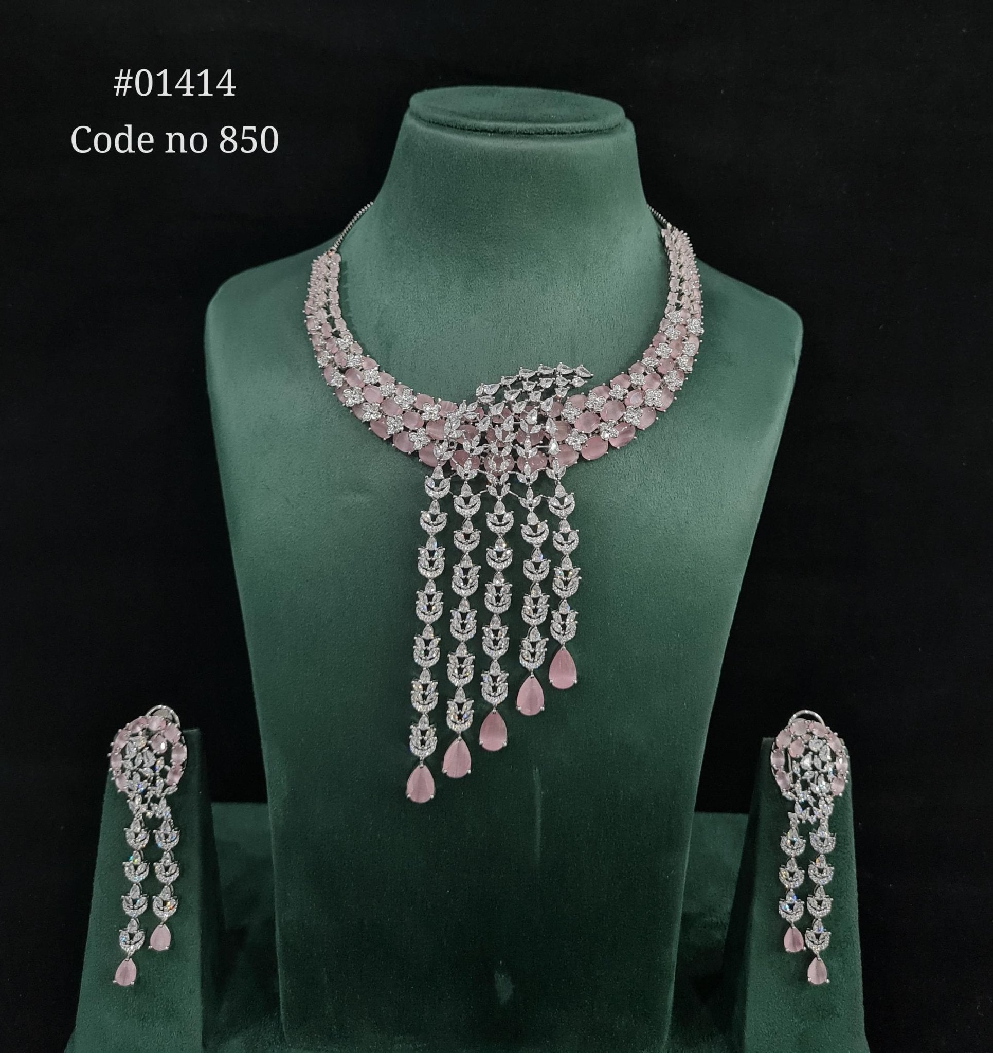 CZ necklace 01414 - KRISHNA'S SWETA JEWELLERY