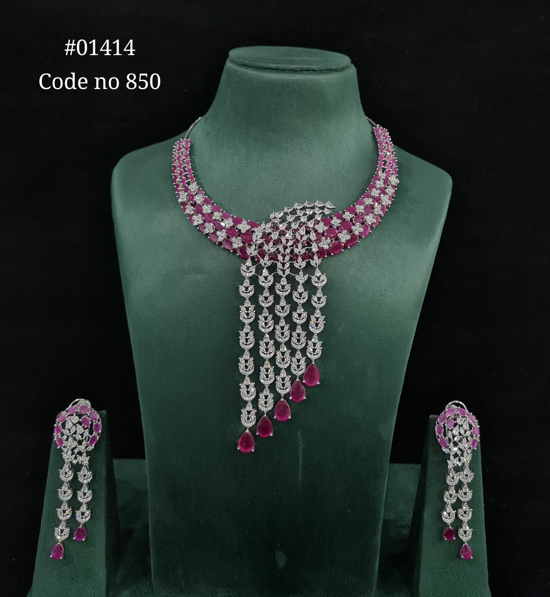 CZ necklace 01414 - KRISHNA'S SWETA JEWELLERY