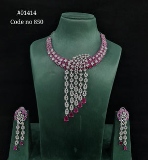 CZ necklace 01414 - KRISHNA'S SWETA JEWELLERY
