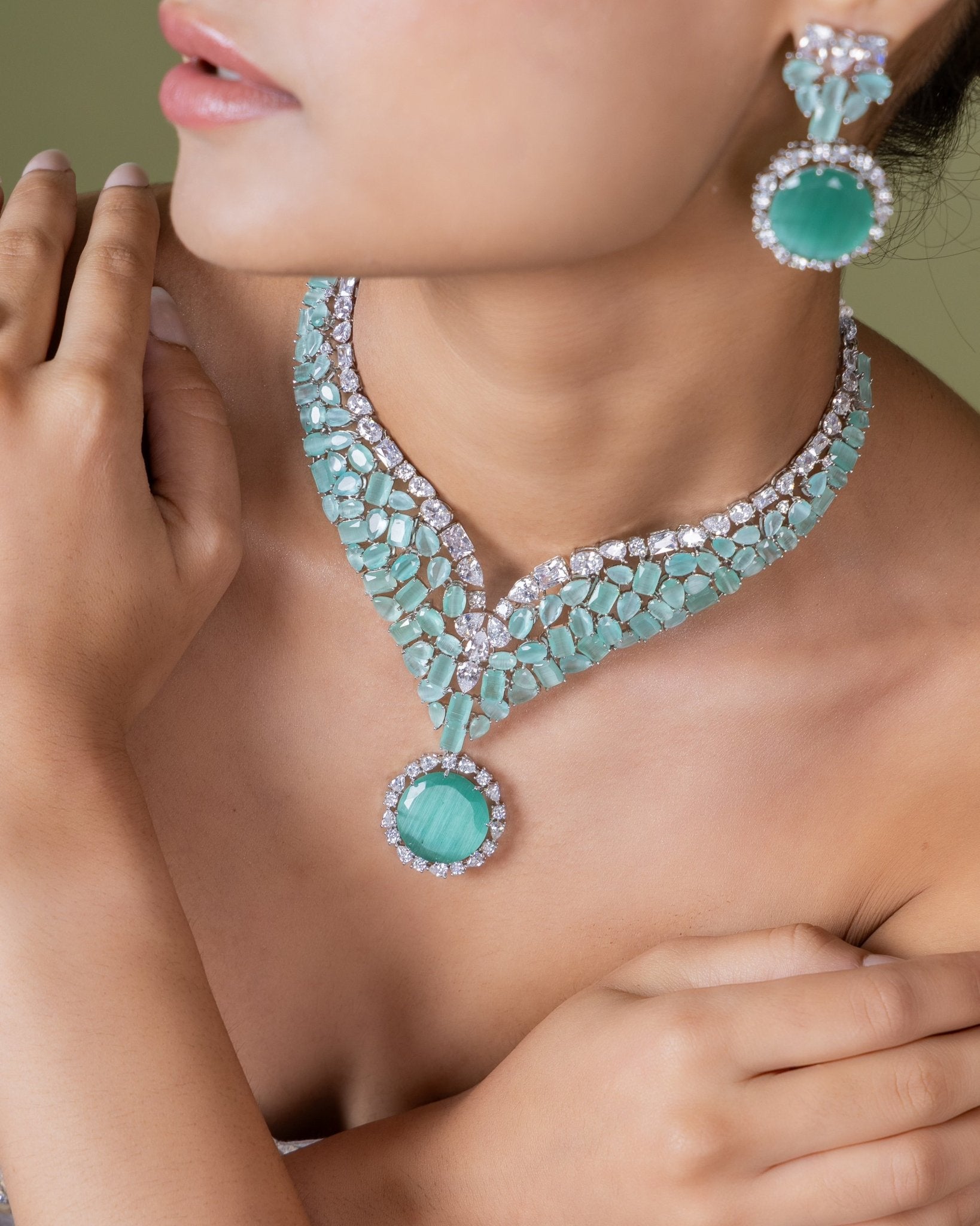 Cz necklace 01896 - KRISHNA'S SWETA JEWELLERY