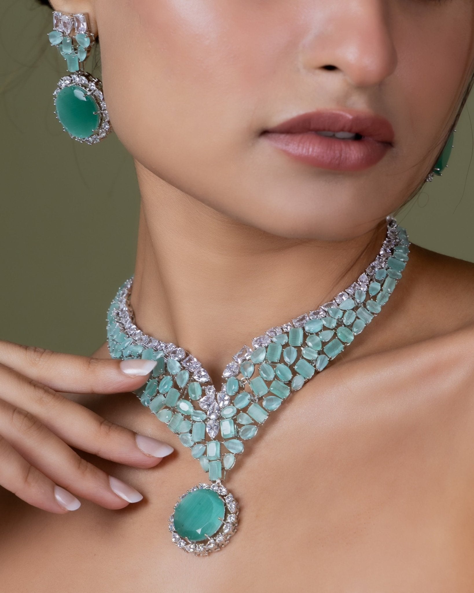 Cz necklace 01896 - KRISHNA'S SWETA JEWELLERY