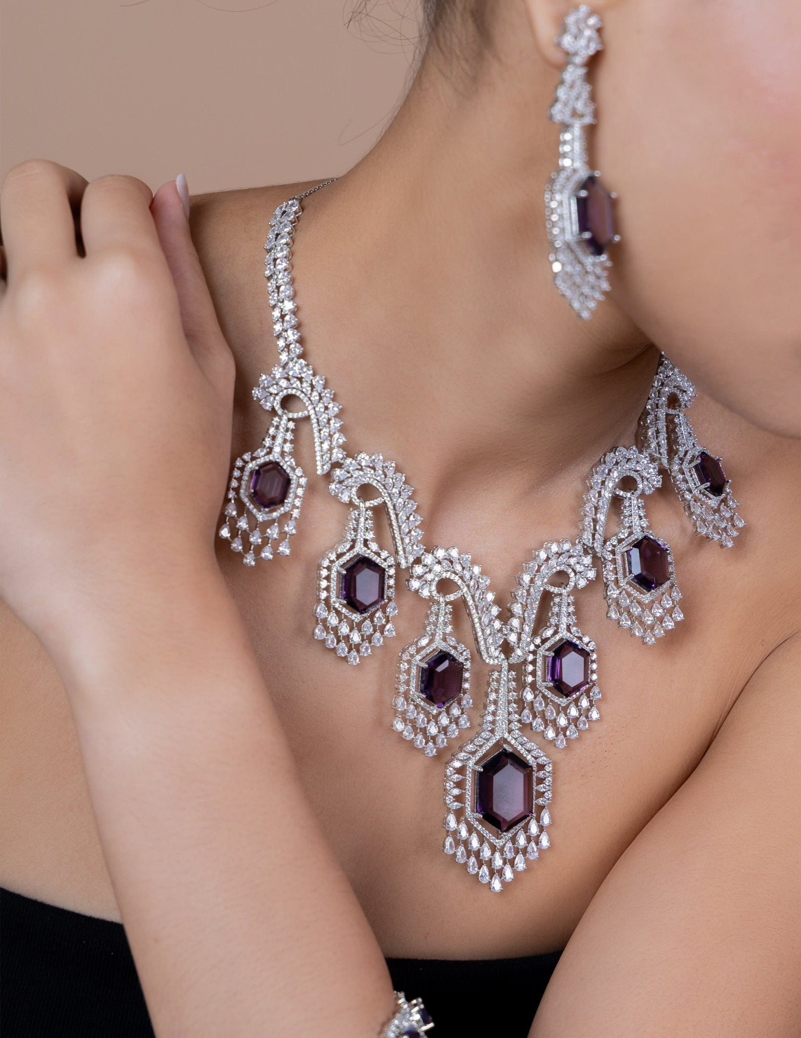 Cz Necklace 01982 - KRISHNA'S SWETA JEWELLERY