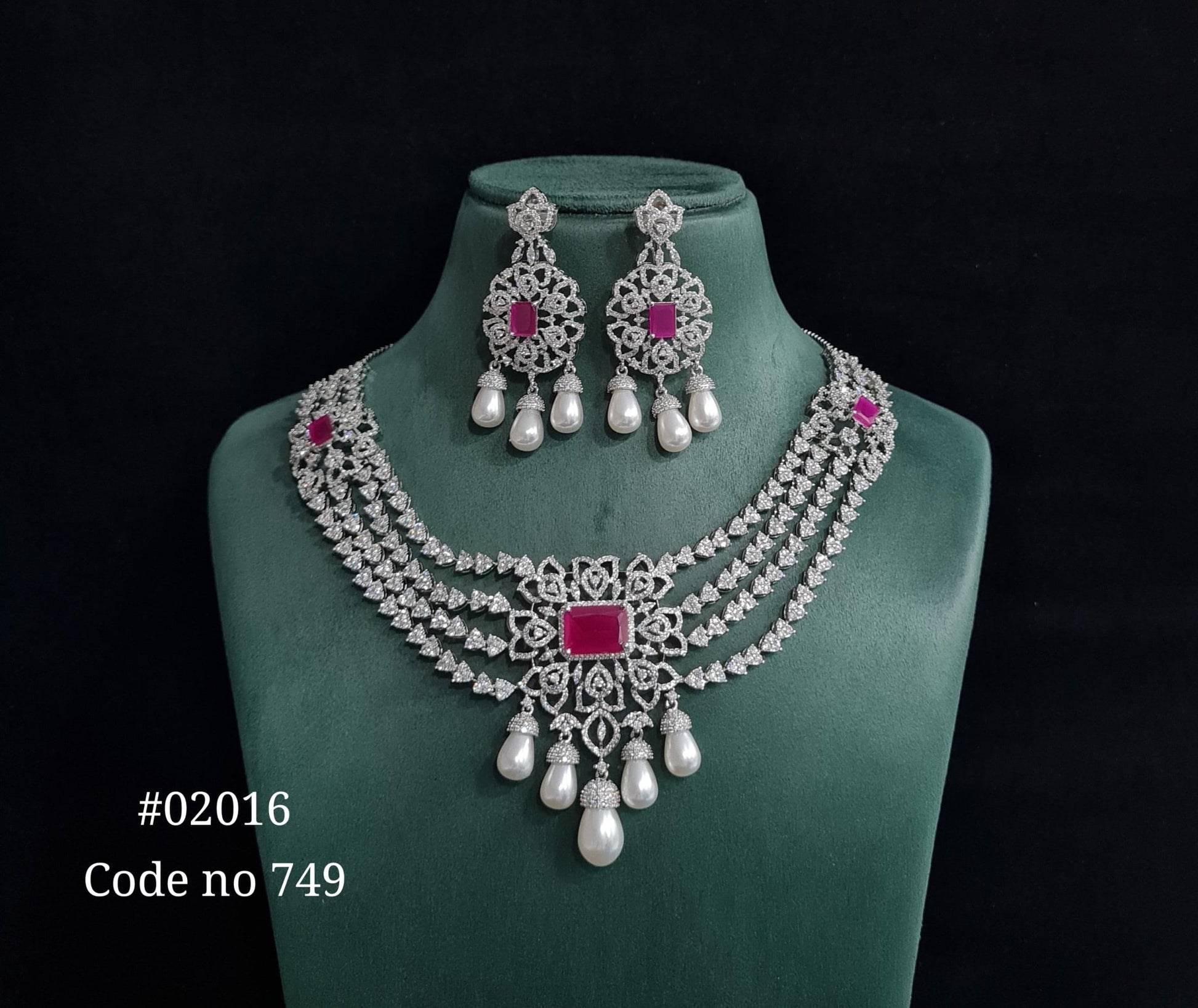 CZ Necklace 02016 - KRISHNA'S SWETA JEWELLERY