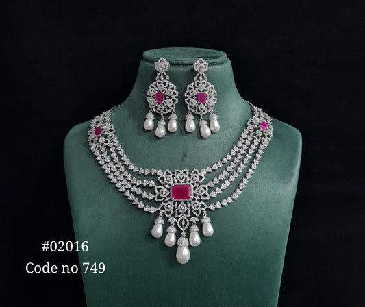 CZ Necklace 02016 - KRISHNA'S SWETA JEWELLERY