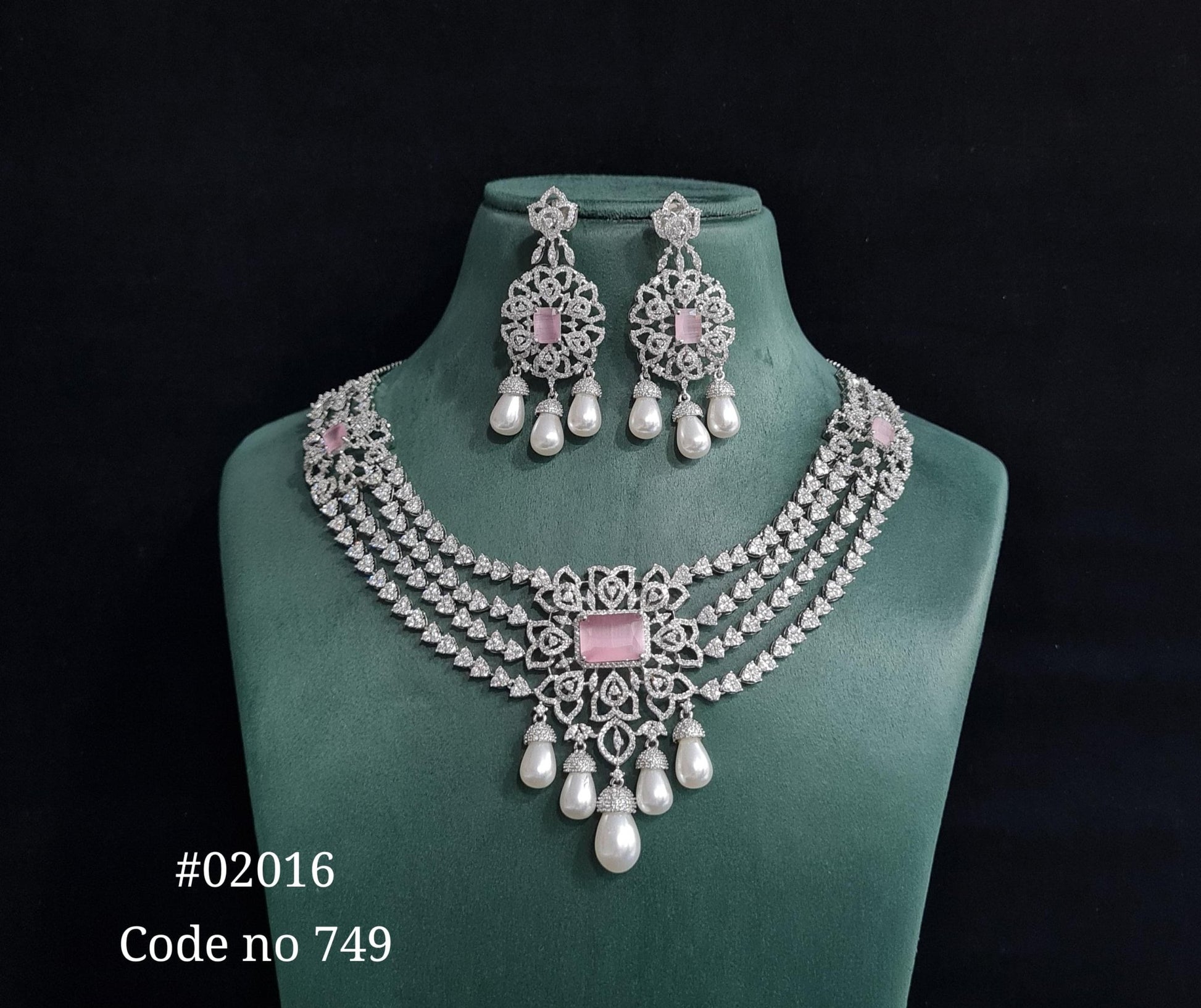 CZ Necklace 02016 - KRISHNA'S SWETA JEWELLERY