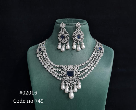 CZ Necklace 02016 - KRISHNA'S SWETA JEWELLERY