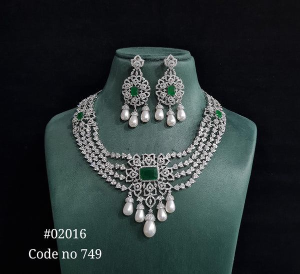 CZ Necklace 02016 - KRISHNA'S SWETA JEWELLERY