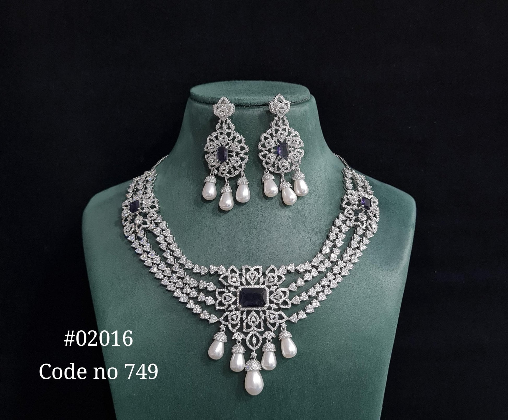 CZ Necklace 02016 - KRISHNA'S SWETA JEWELLERY