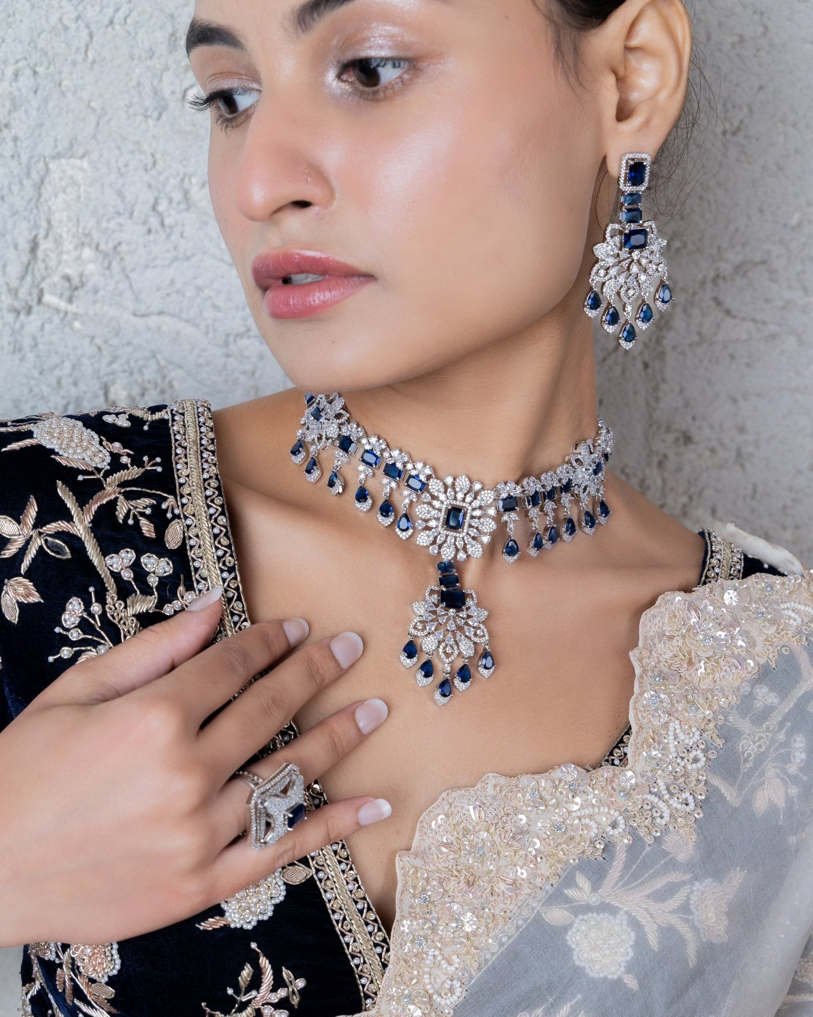 Cz Necklace 02255 - KRISHNA'S SWETA JEWELLERY