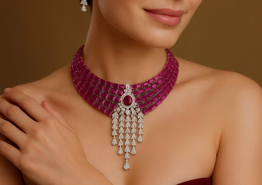 Cz necklace 03463 - KRISHNA'S SWETA JEWELLERY