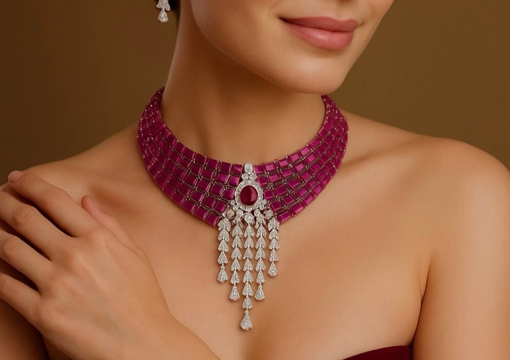 Cz necklace 03463 - KRISHNA'S SWETA JEWELLERY