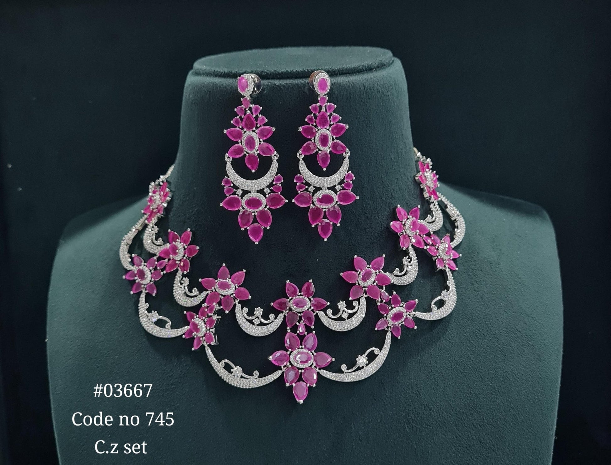CZ necklace 03667 - KRISHNA'S SWETA JEWELLERY