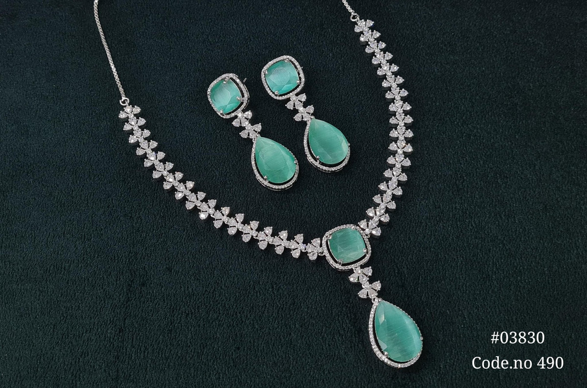 Cz Necklace 03830 - KRISHNA'S SWETA JEWELLERY