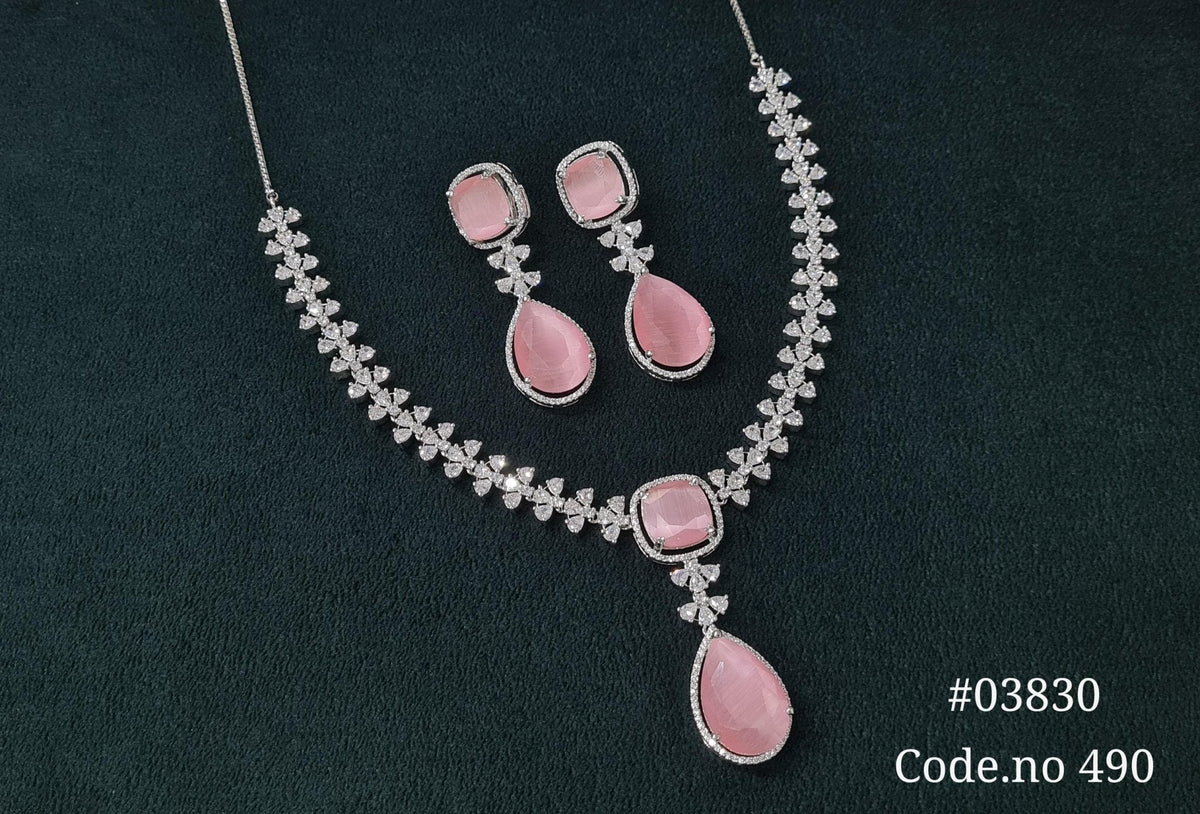 Cz Necklace 03830 - KRISHNA'S SWETA JEWELLERY