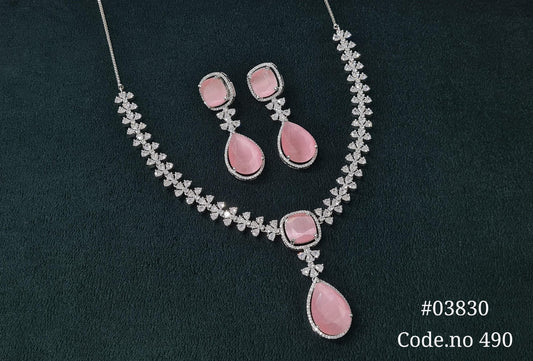 Cz Necklace 03830 - KRISHNA'S SWETA JEWELLERY