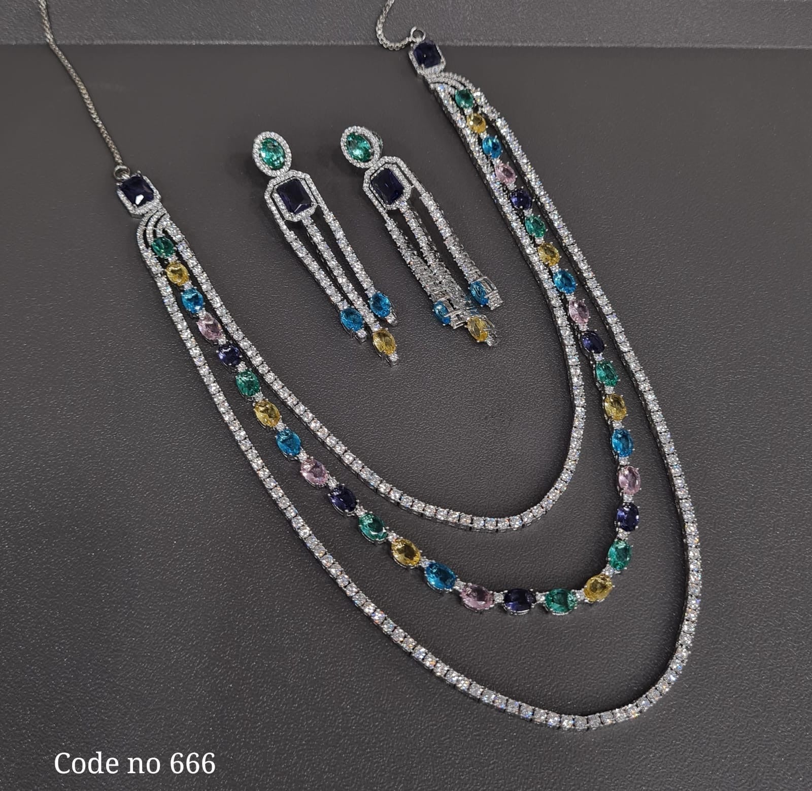 Cz Necklace 03839 - KRISHNA'S SWETA JEWELLERY