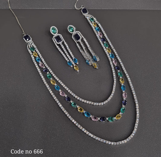 Cz Necklace 03839 - KRISHNA'S SWETA JEWELLERY