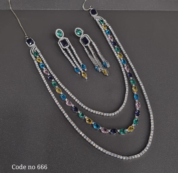 Cz Necklace 03839 - KRISHNA'S SWETA JEWELLERY