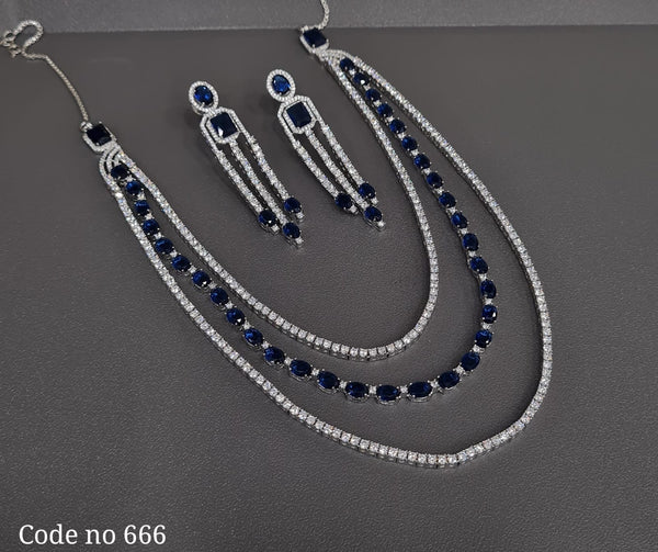 Cz Necklace 03839 - KRISHNA'S SWETA JEWELLERY