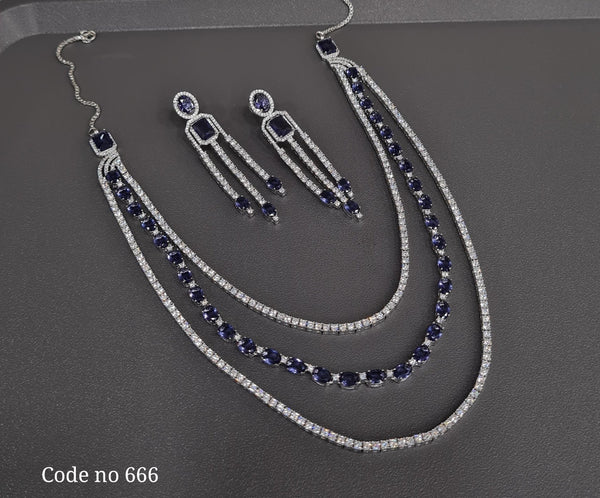 Cz Necklace 03839 - KRISHNA'S SWETA JEWELLERY