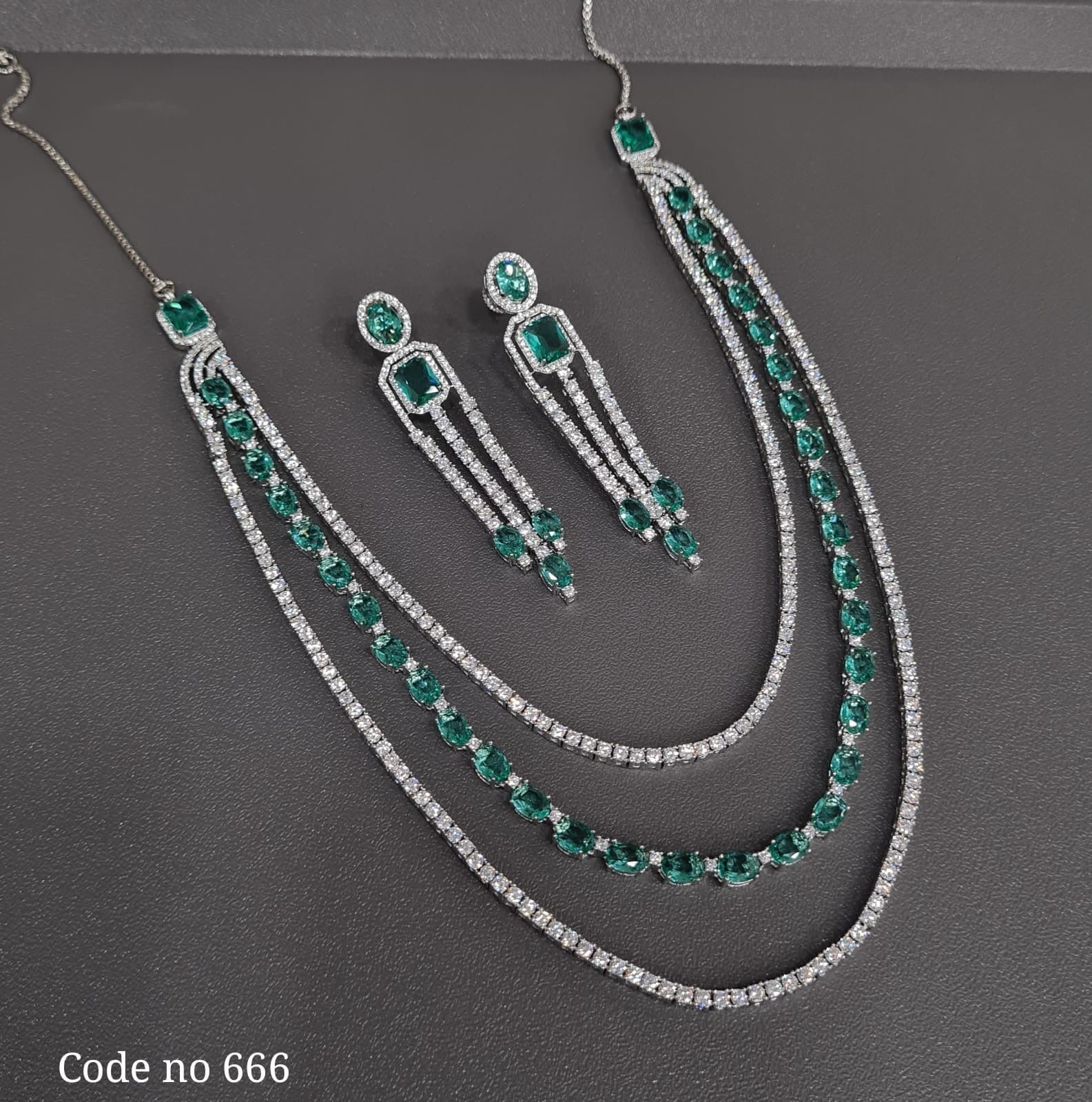 Cz Necklace 03839 - KRISHNA'S SWETA JEWELLERY