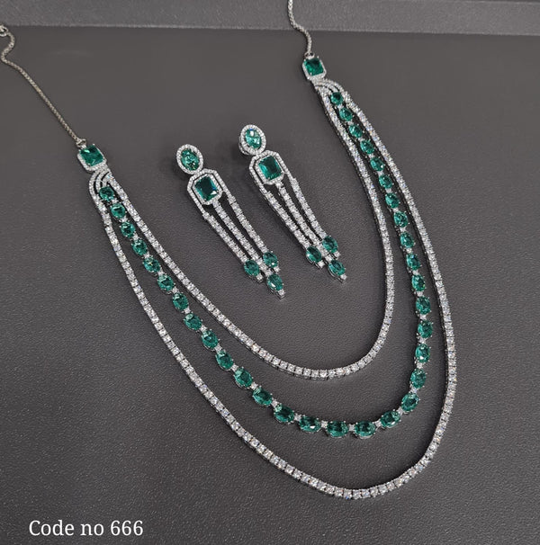 Cz Necklace 03839 - KRISHNA'S SWETA JEWELLERY