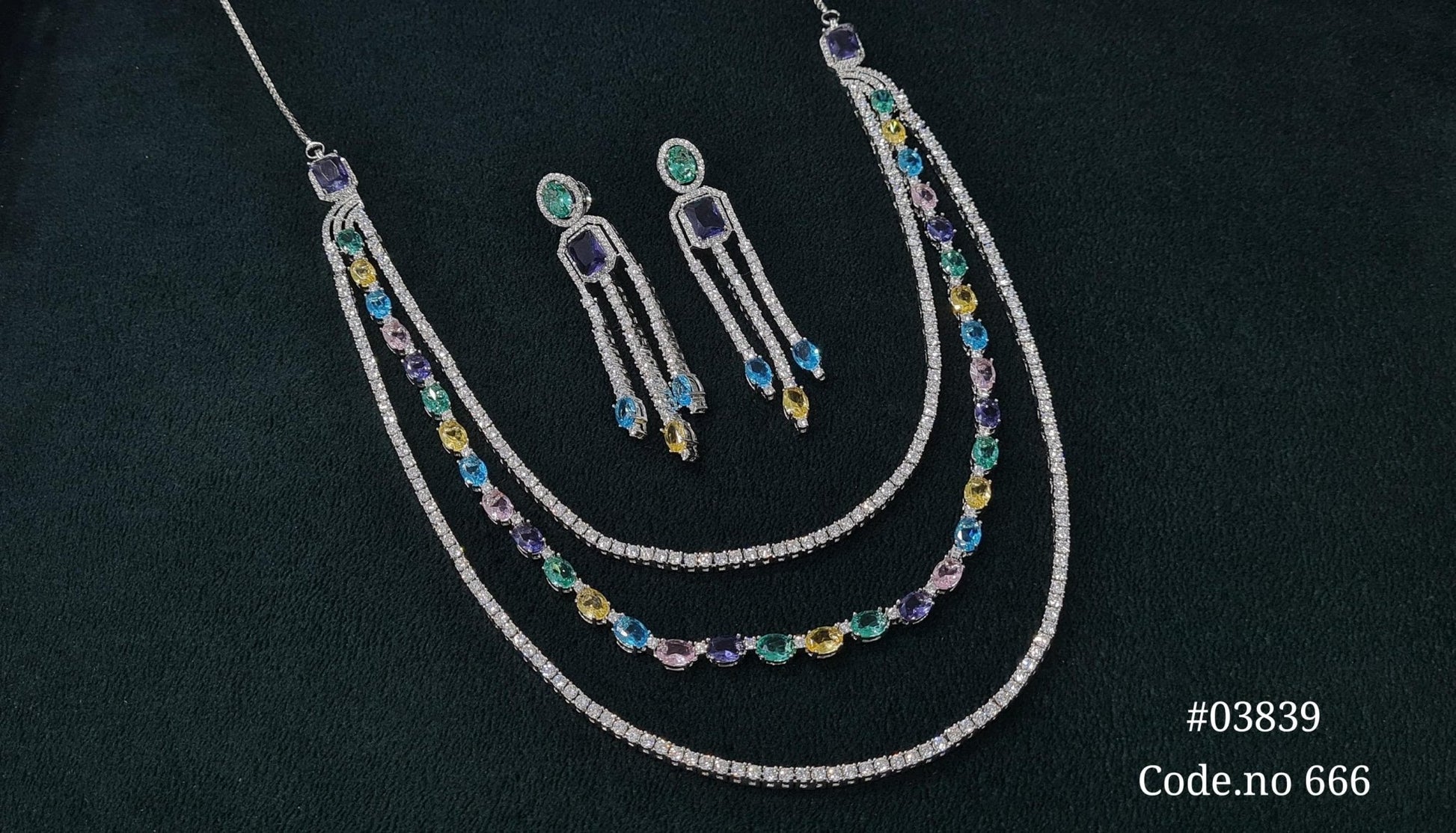 Cz Necklace 03839 - KRISHNA'S SWETA JEWELLERY