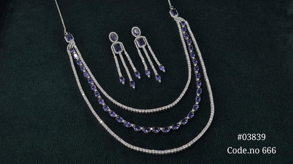 Cz Necklace 03839 - KRISHNA'S SWETA JEWELLERY