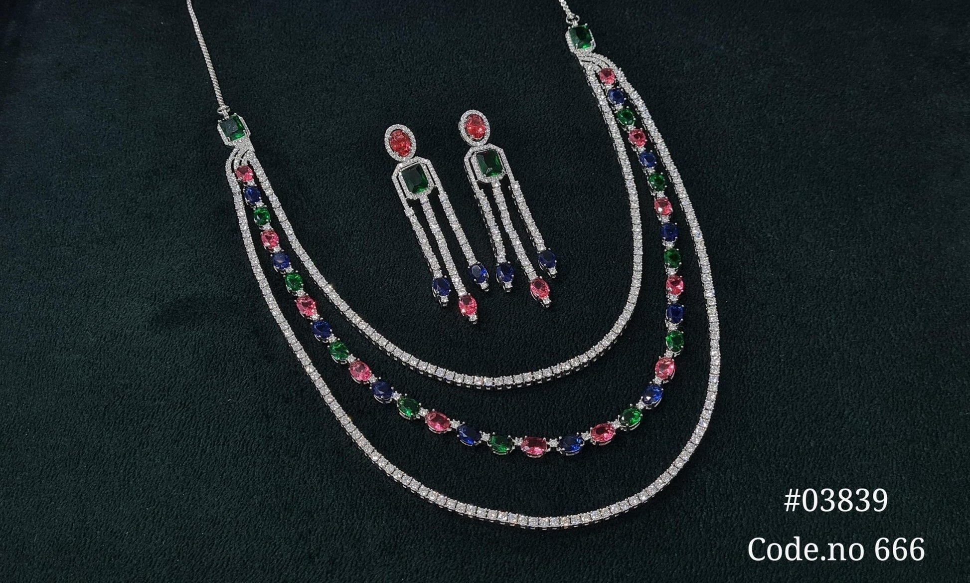 Cz Necklace 03839 - KRISHNA'S SWETA JEWELLERY