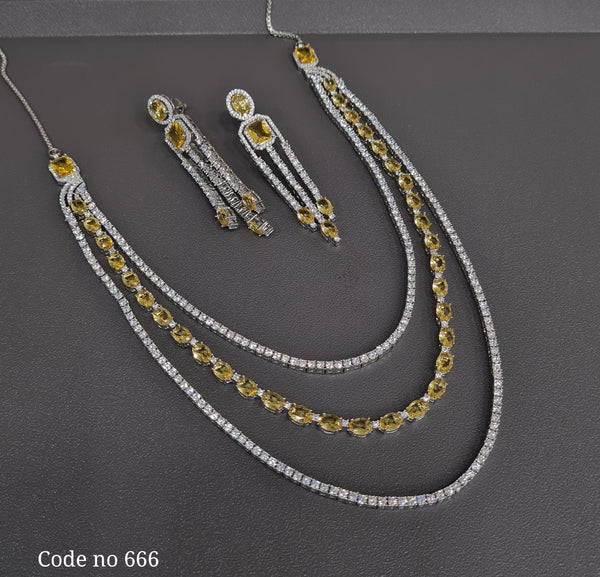 Cz Necklace 03839 - KRISHNA'S SWETA JEWELLERY
