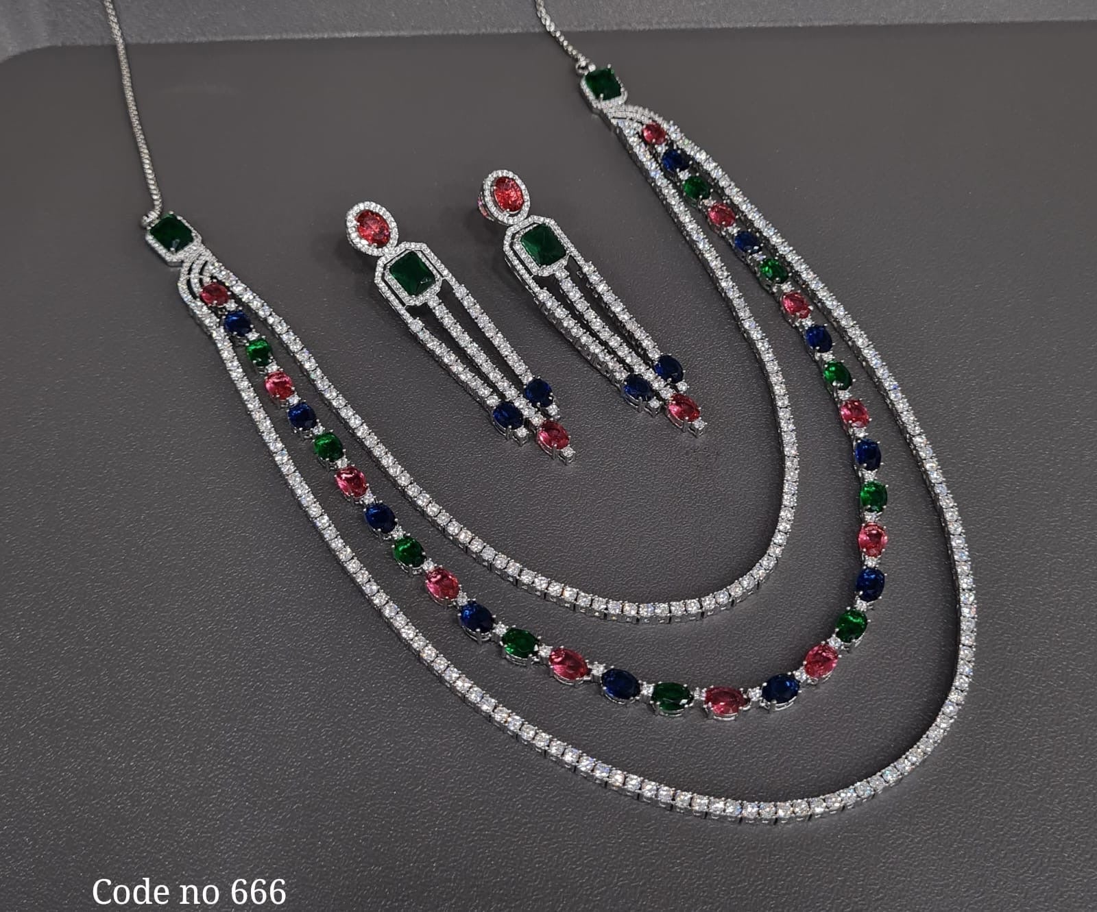 Cz Necklace 03839 - KRISHNA'S SWETA JEWELLERY