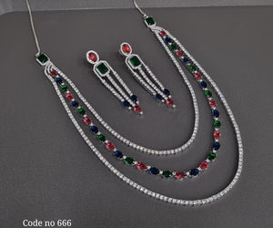 Cz Necklace 03839 - KRISHNA'S SWETA JEWELLERY