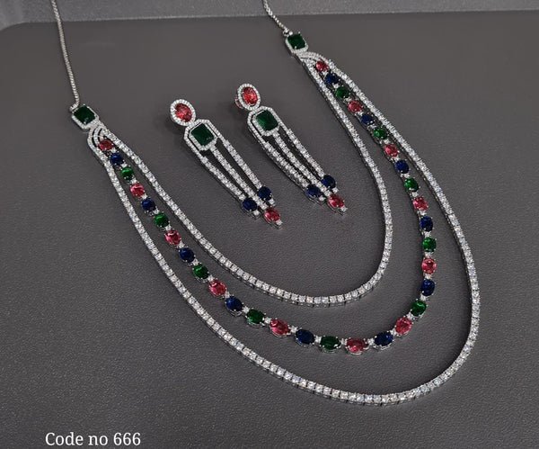 Cz Necklace 03839 - KRISHNA'S SWETA JEWELLERY