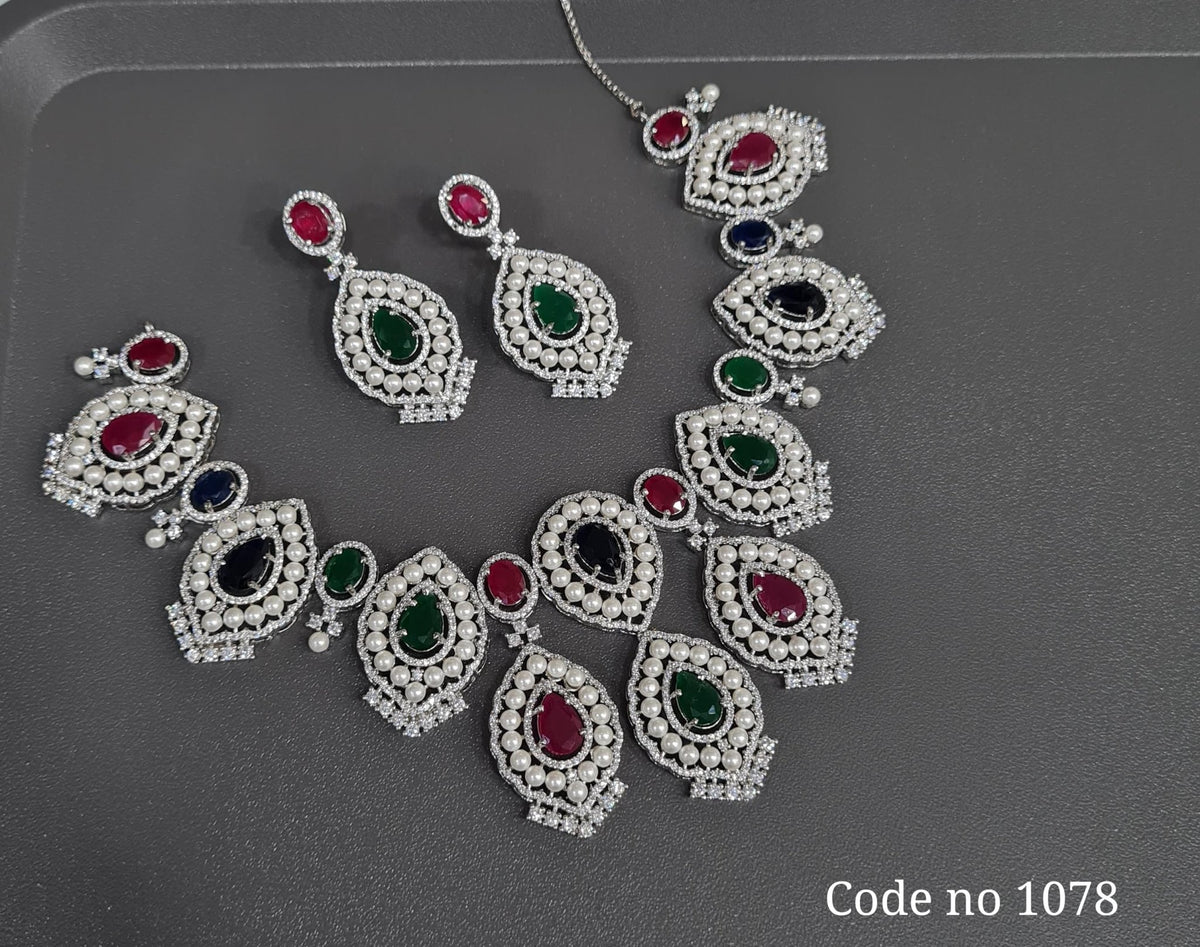 Cz necklace 03840 - KRISHNA'S SWETA JEWELLERY