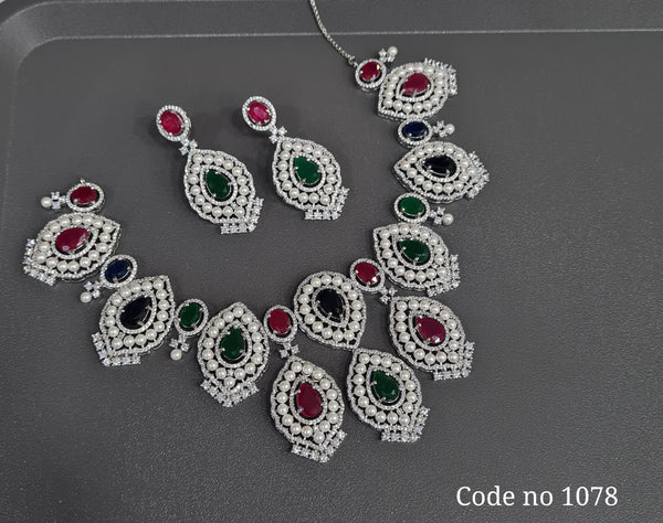 Cz necklace 03840 - KRISHNA'S SWETA JEWELLERY