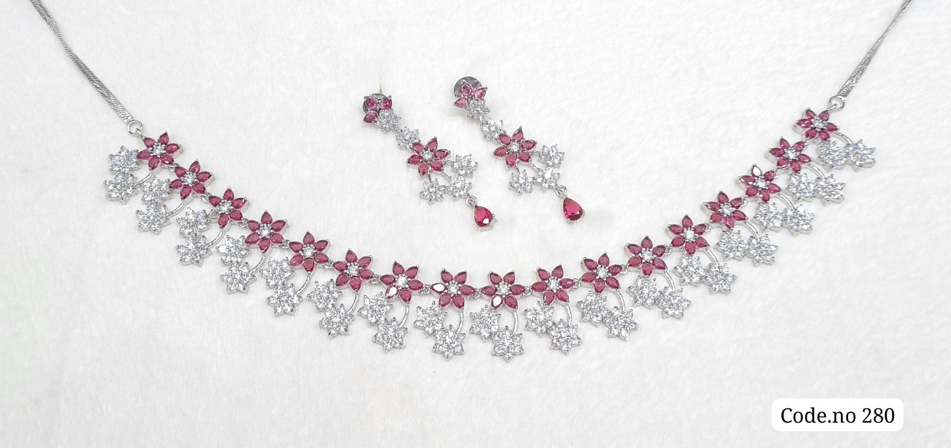 Cz Necklace 03842 - KRISHNA'S SWETA JEWELLERY