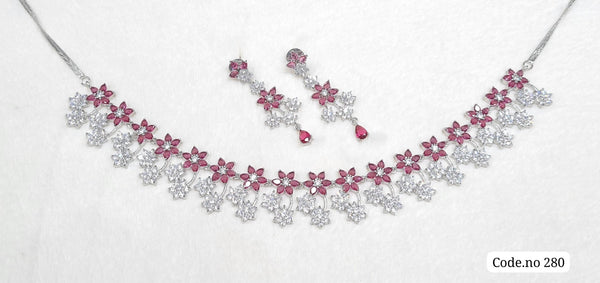 Cz Necklace 03842 - KRISHNA'S SWETA JEWELLERY