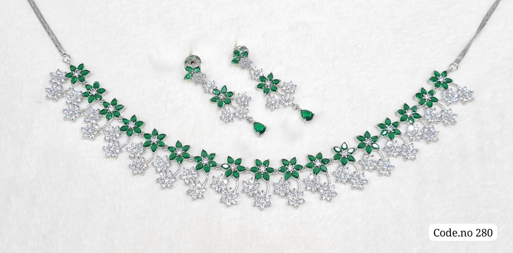 Cz Necklace 03842 - KRISHNA'S SWETA JEWELLERY