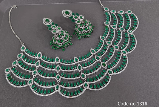 Cz Necklace 03848 - KRISHNA'S SWETA JEWELLERY