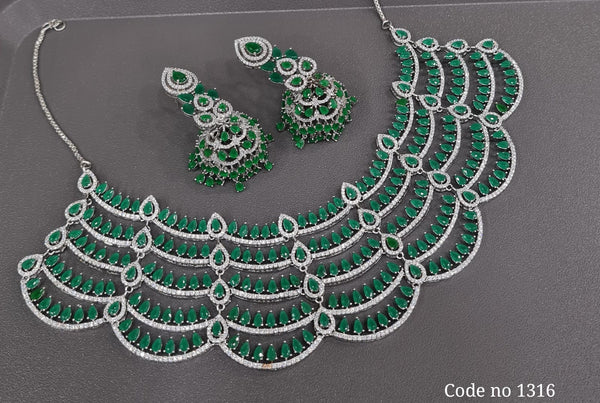 Cz Necklace 03848 - KRISHNA'S SWETA JEWELLERY