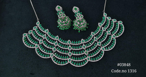 Cz Necklace 03848 - KRISHNA'S SWETA JEWELLERY