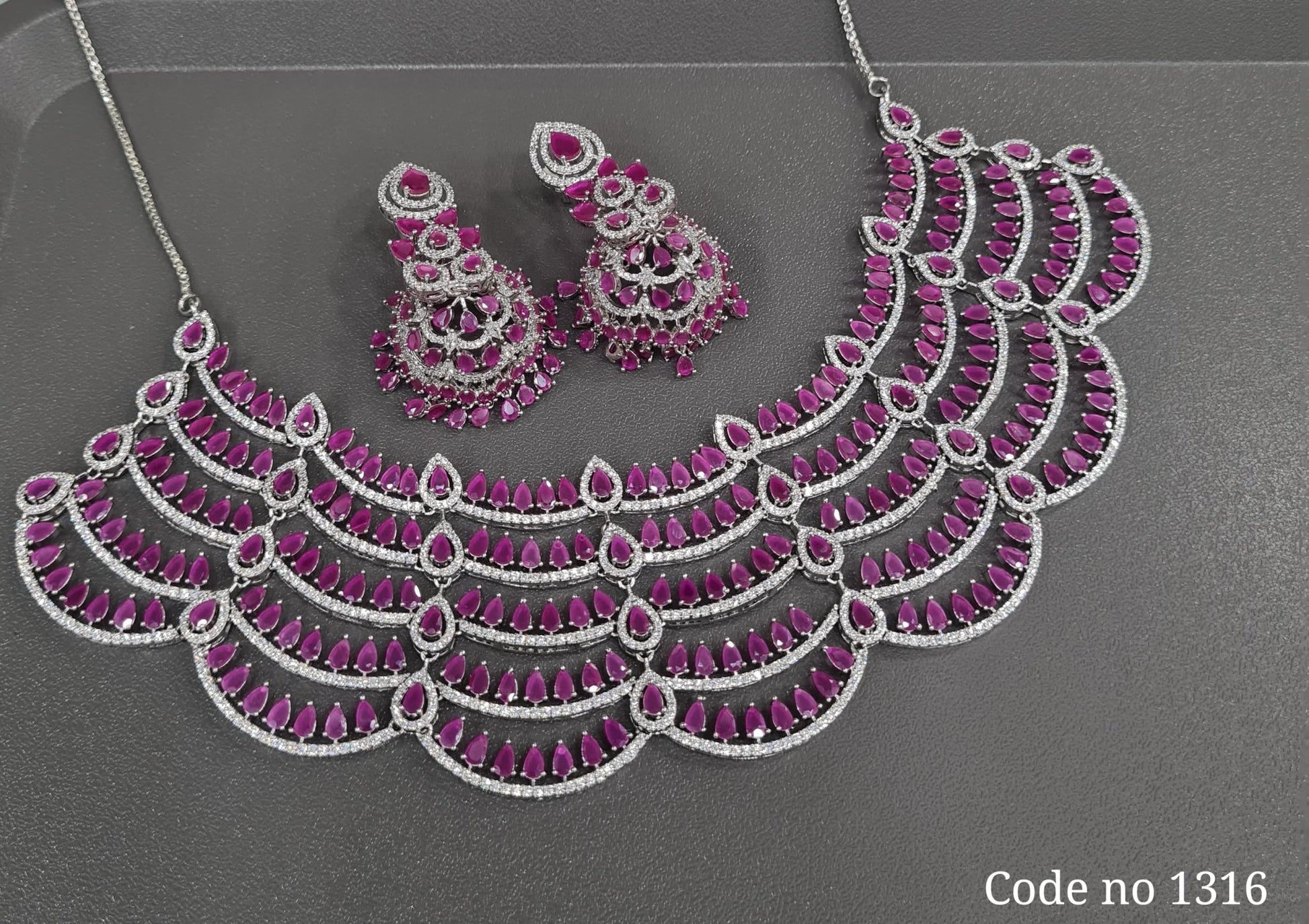 Cz Necklace 03848 - KRISHNA'S SWETA JEWELLERY