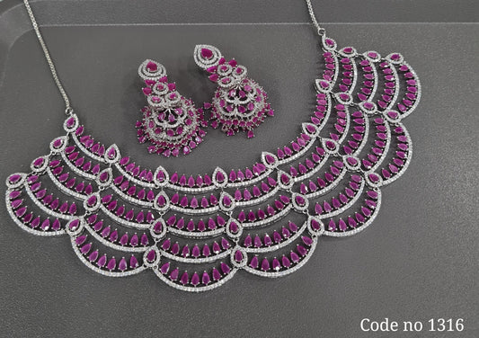 Cz Necklace 03848 - KRISHNA'S SWETA JEWELLERY