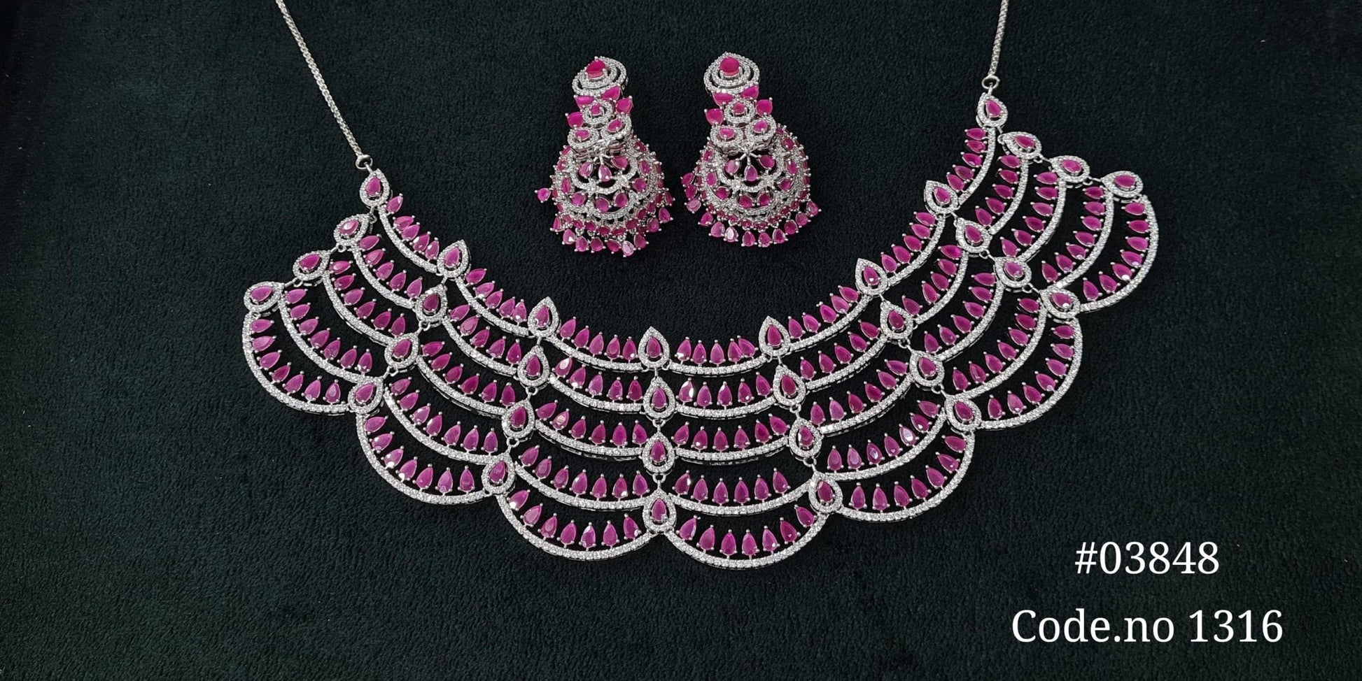 Cz Necklace 03848 - KRISHNA'S SWETA JEWELLERY