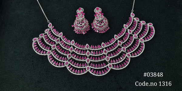 Cz Necklace 03848 - KRISHNA'S SWETA JEWELLERY
