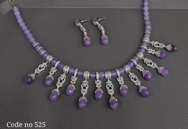 Cz Necklace 03942 - KRISHNA'S SWETA JEWELLERY