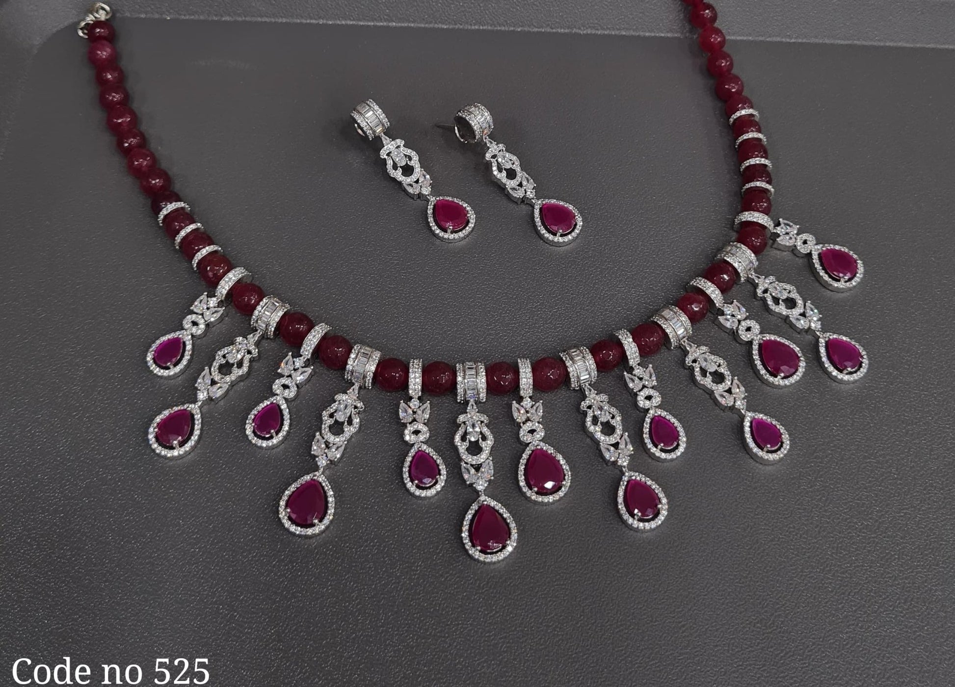 Cz Necklace 03942 - KRISHNA'S SWETA JEWELLERY