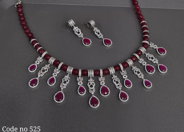 Cz Necklace 03942 - KRISHNA'S SWETA JEWELLERY